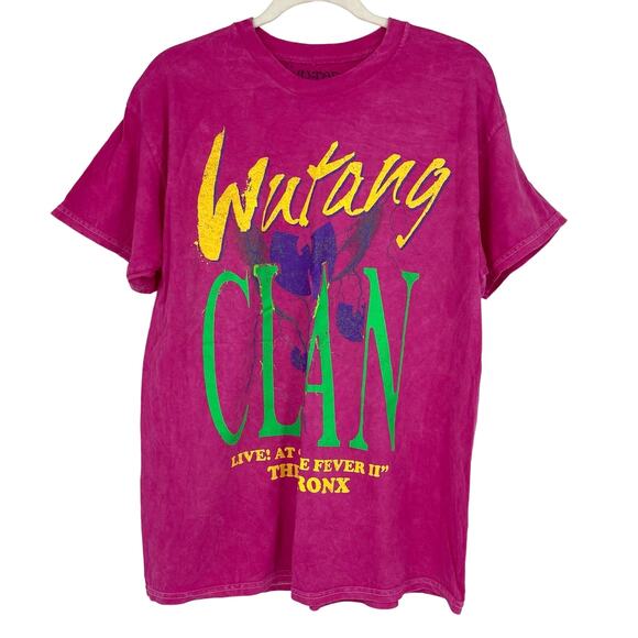 Wu-Tang Clan Live At The Fever II The Bronx T-Shirt Hot Pink Acid Wash Large - Picture 1 of 5